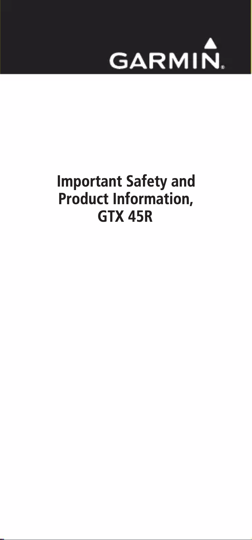 Page 1 of the manual Instruction Manual Garmin GTX 45R