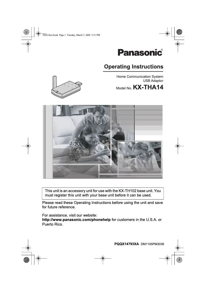 First page image of the manual for KX-THA14