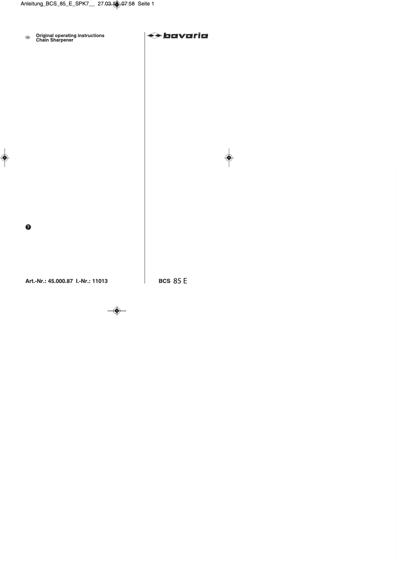 Page 1 of the manual User Manual Bavaria BCS 85 E