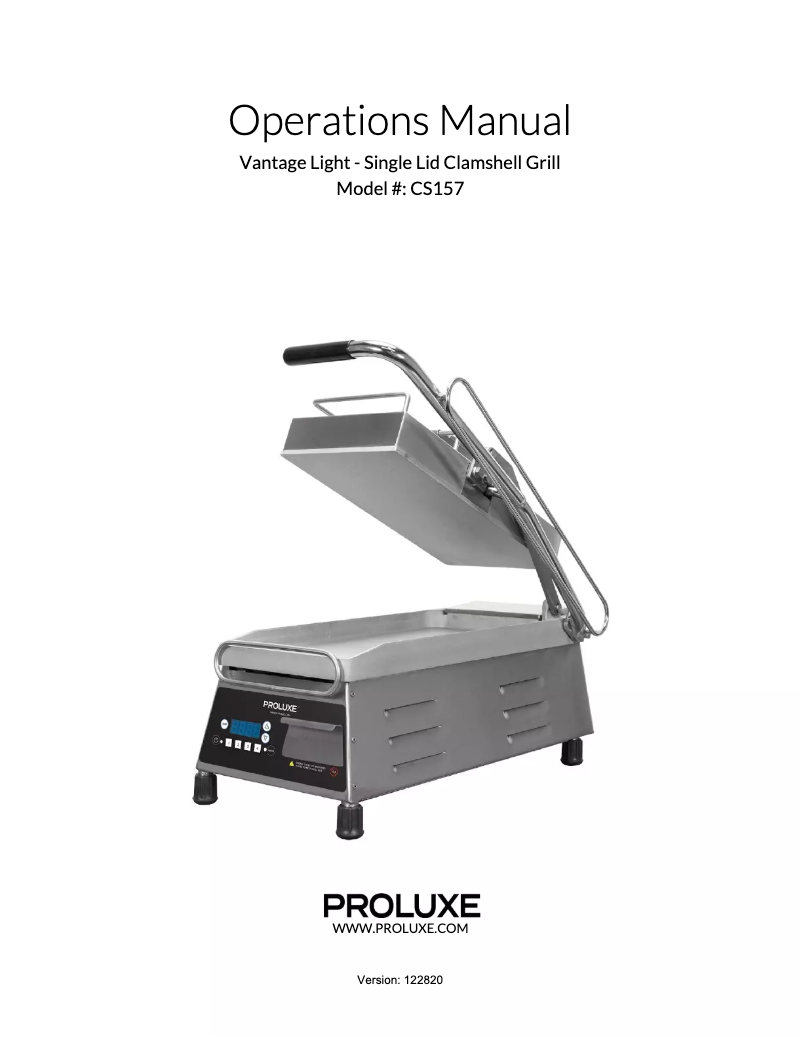 Page 1 of the manual User Manual Proluxe CS157