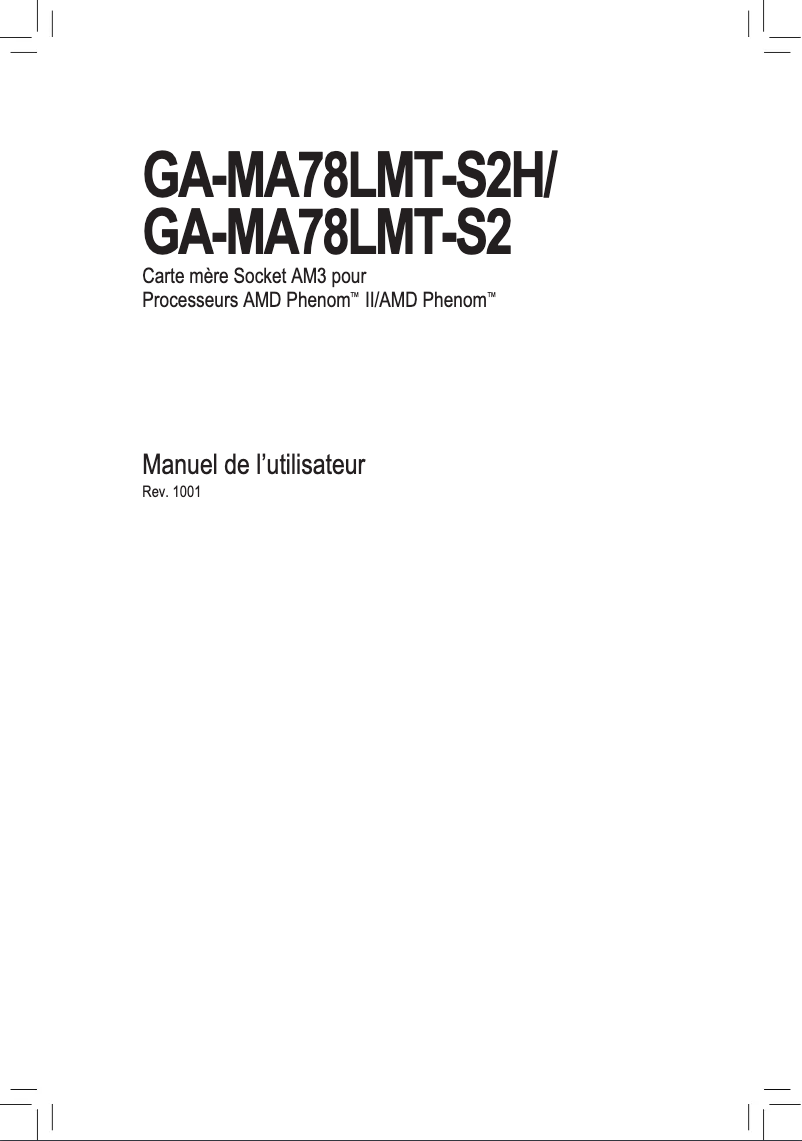 First page image of the manual for GA-MA78LMT-S2H