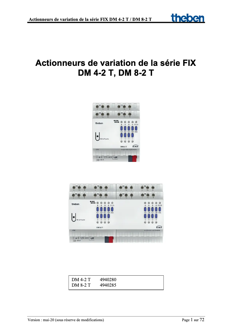 Page 1 of the manual User Manual Theben DM 4-2 T KNX