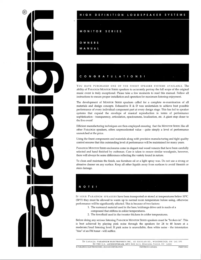 First page image of the manual for Monitor 7 v1