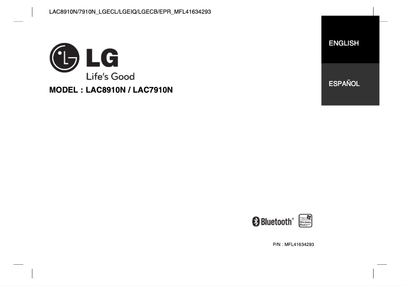 First page image of the manual for LAC8910N