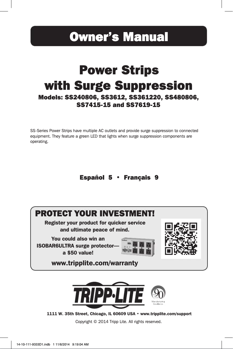 Page 1 of the manual User Manual Tripp Lite SS7415-15