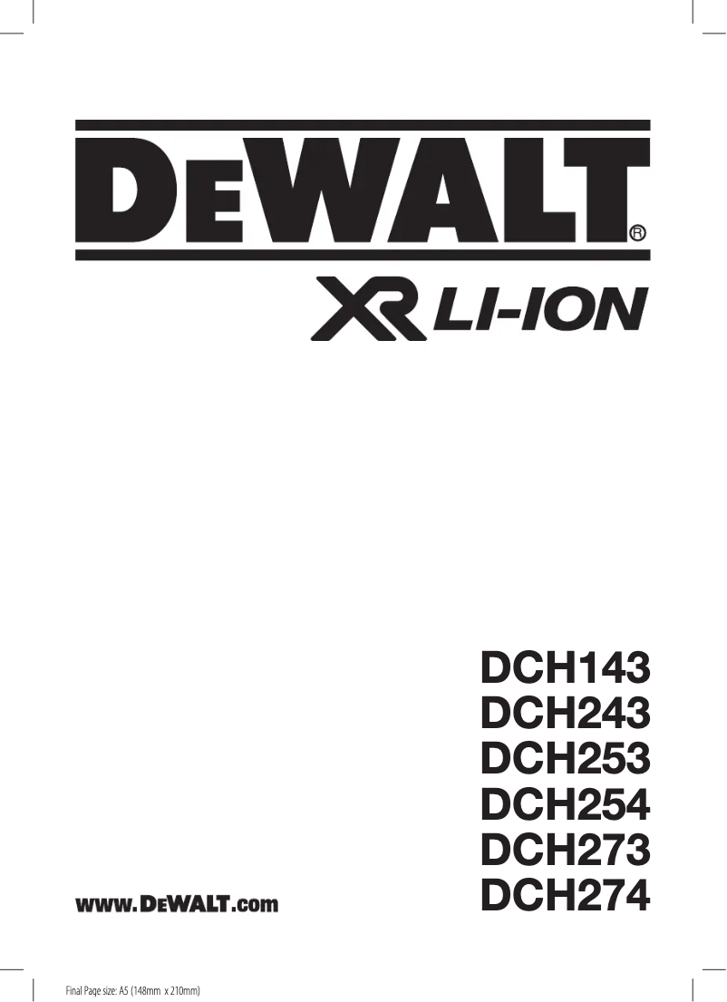 Page 1 of the manual User Manual DeWalt DCH254