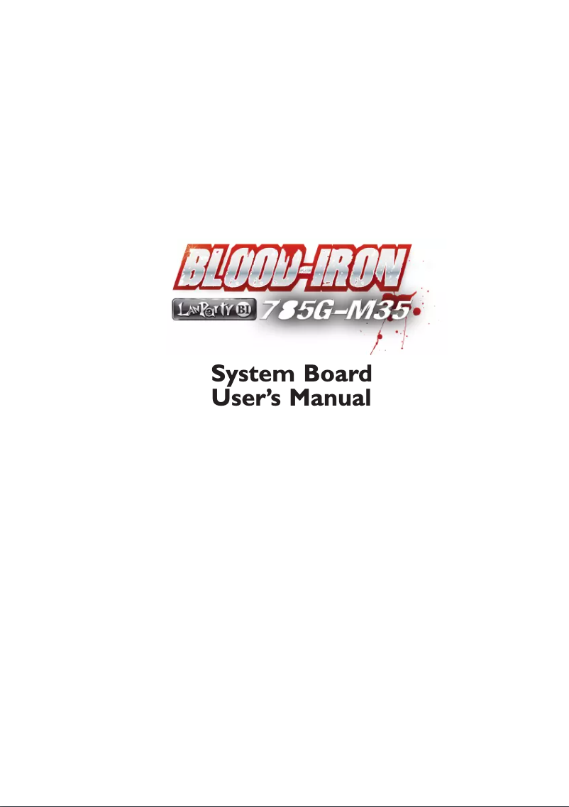 Page 1 of the manual User Manual DFI BI-785G-M35