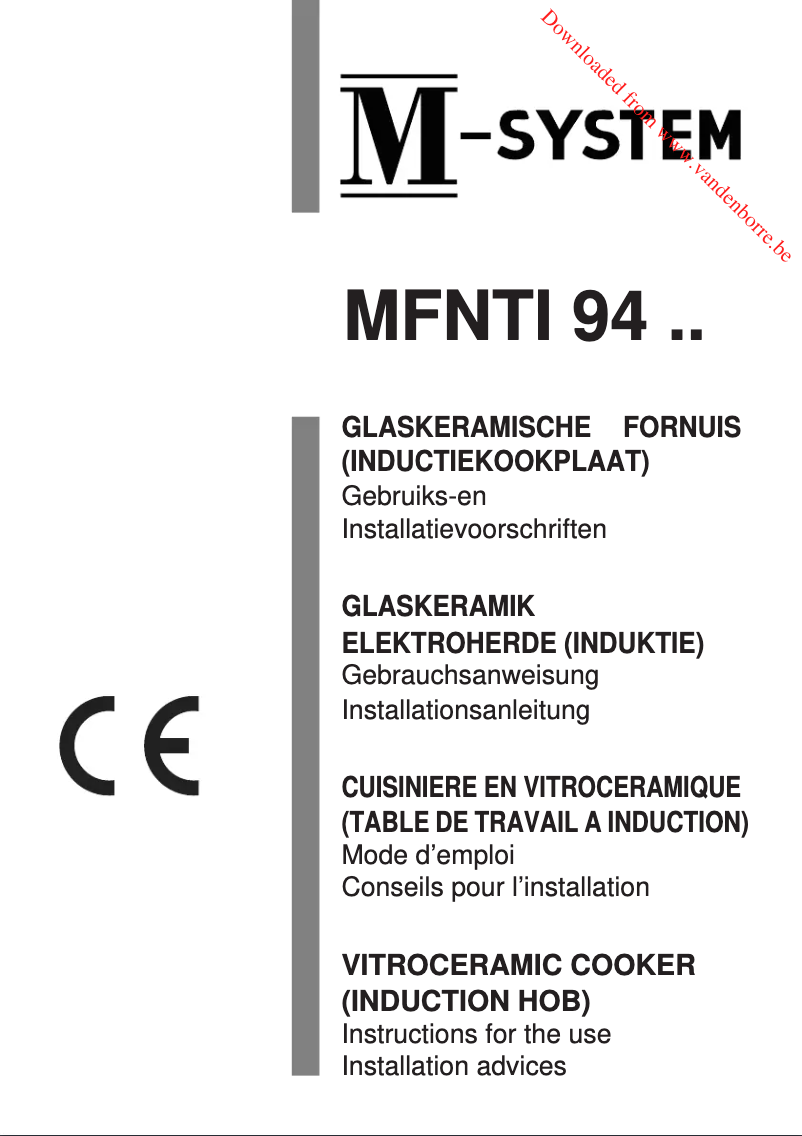 Page 1 of the manual User Manual M-System MFNTI94IX