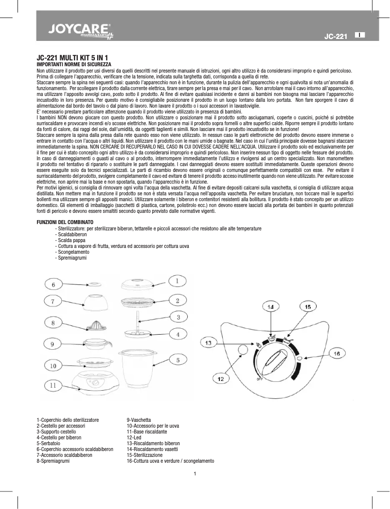 Page 1 of the manual User Manual Joycare JC-221
