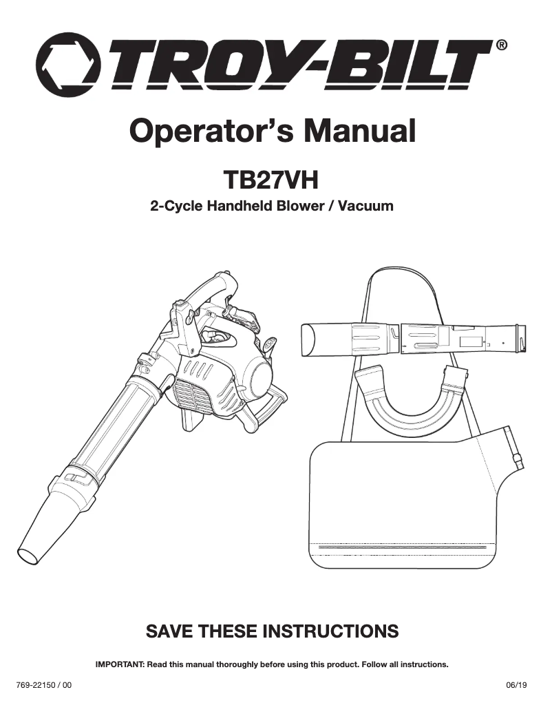 First page image of the manual for TB27VH