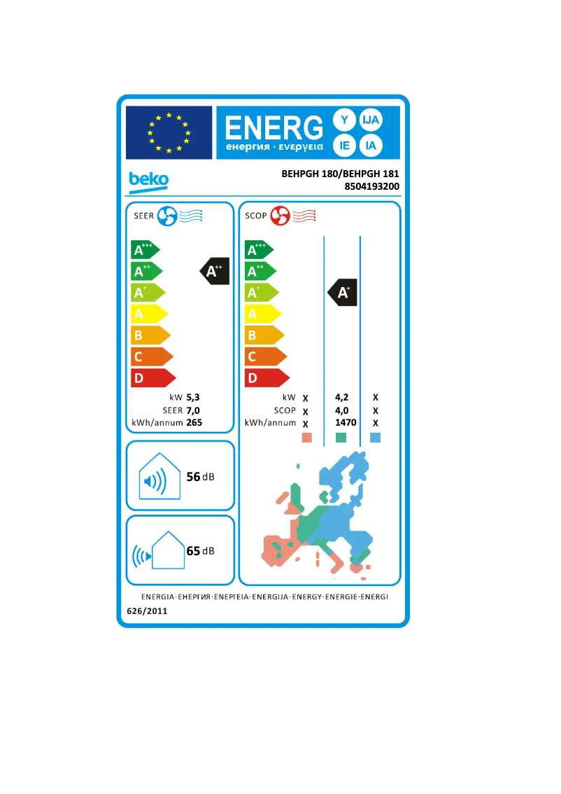 First page image of the manual for BEHPGH 181
