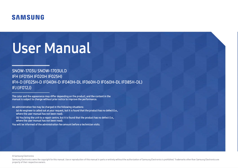 First page image of the manual for IF25H