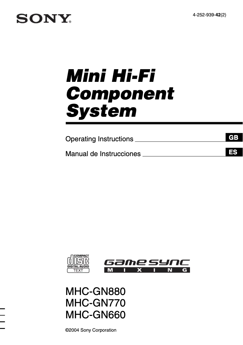 First page image of the manual for MHC-GN660