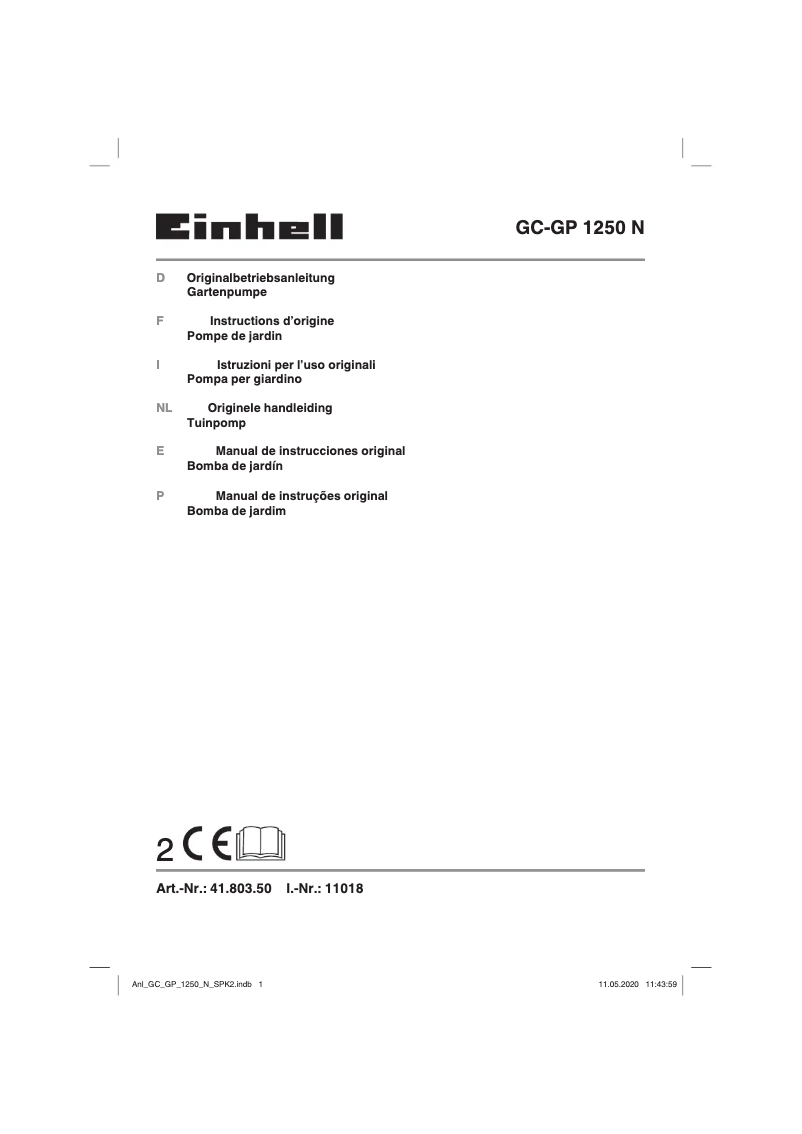 First page image of the manual for GC-GP 1250 N
