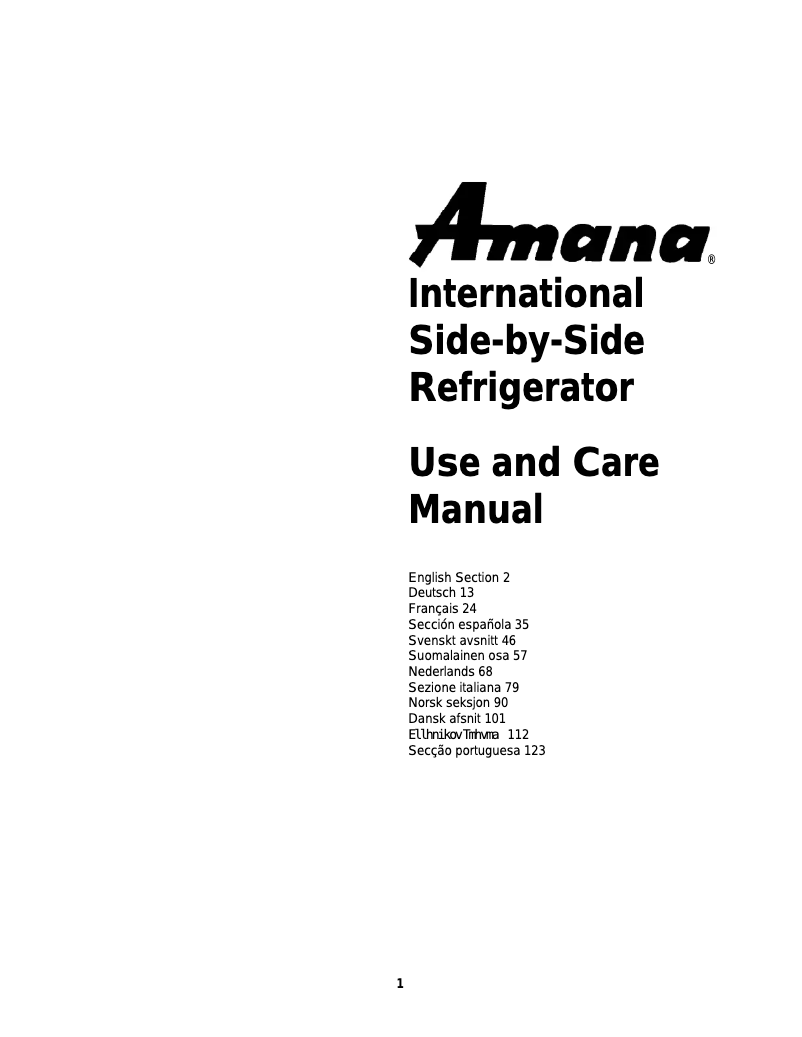 Page 1 of the manual User Manual Amana SG521SBL