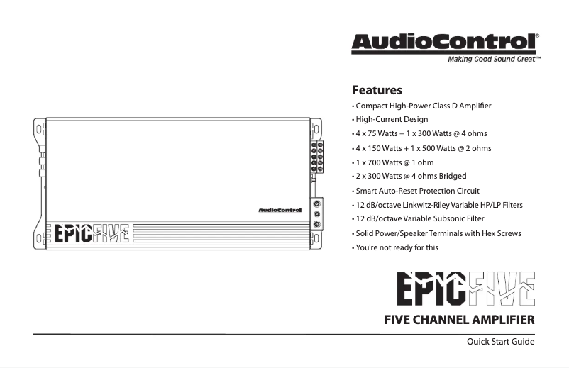 Page 1 of the manual User Manual AudioControl Epic Five