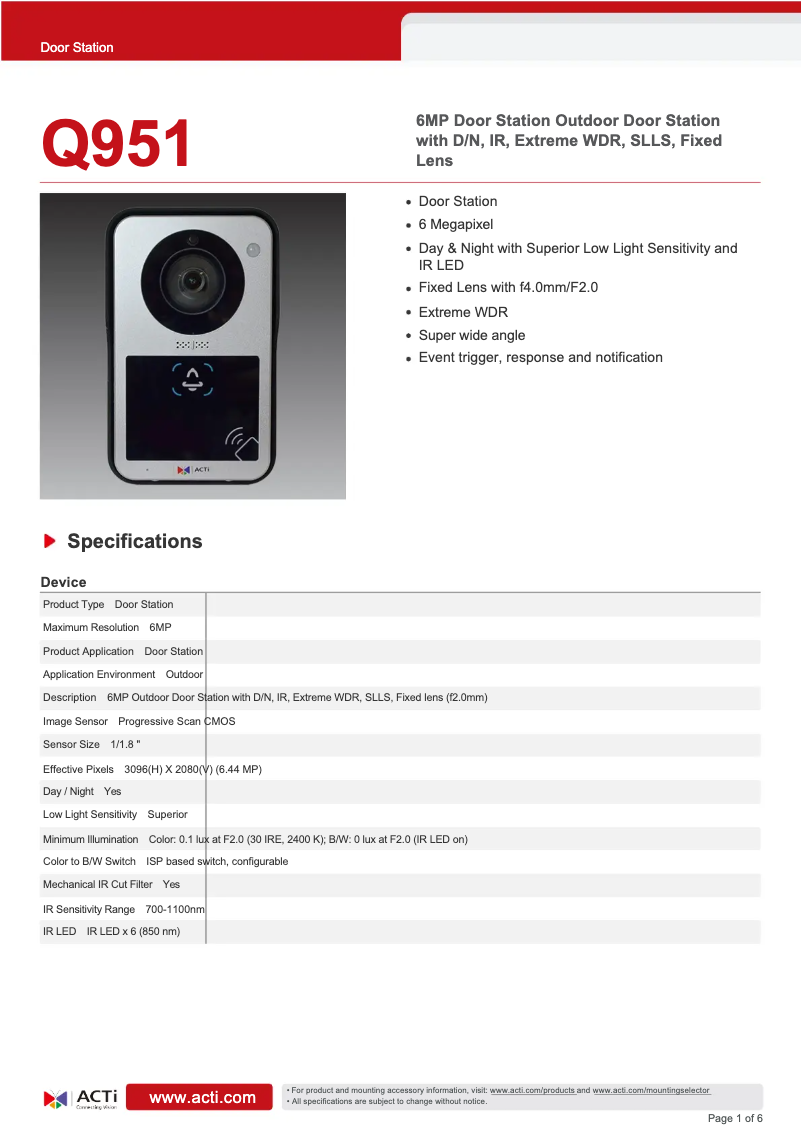 First page image of the manual for Q951