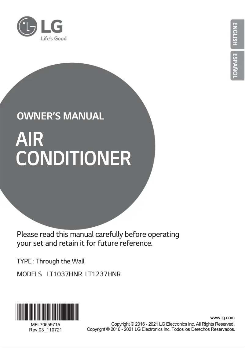 First page image of the manual for LT1037HNR