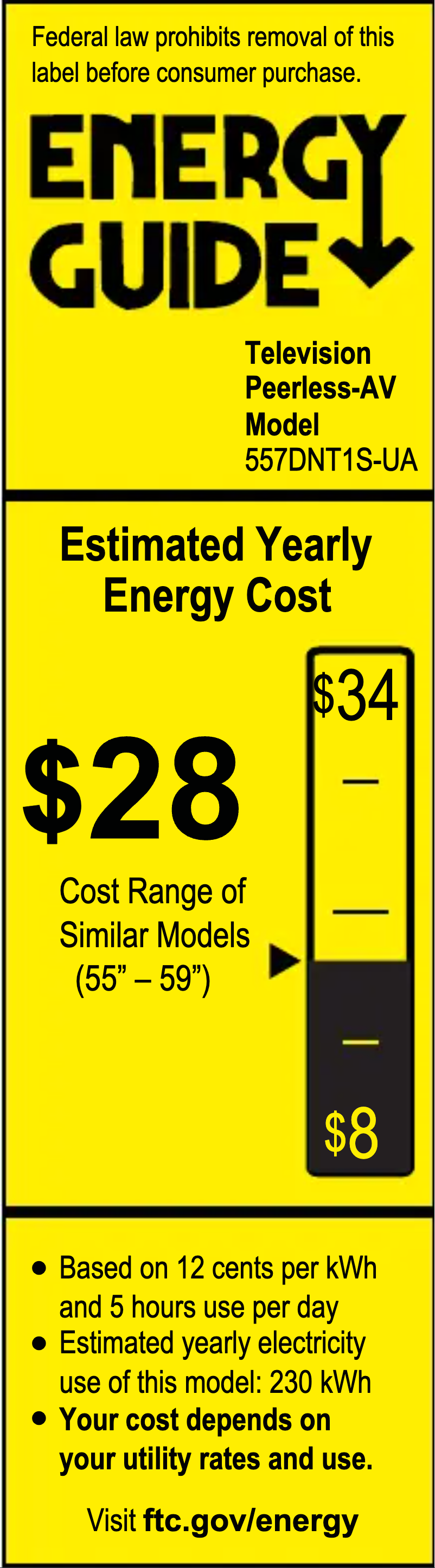 Page 1 of the manual Energy Label Peerless-AV Neptune NT554
