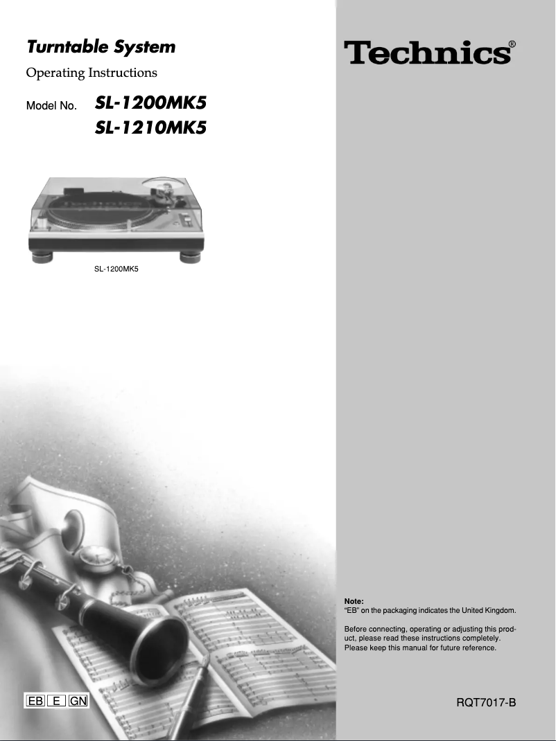 First page image of the manual for SL-1200MK5EB