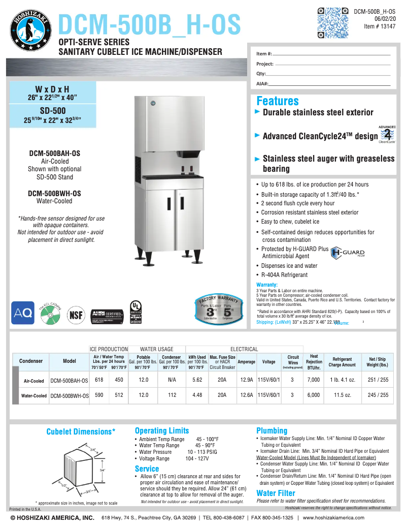 First page image of the manual for DCM-500BAH-OS