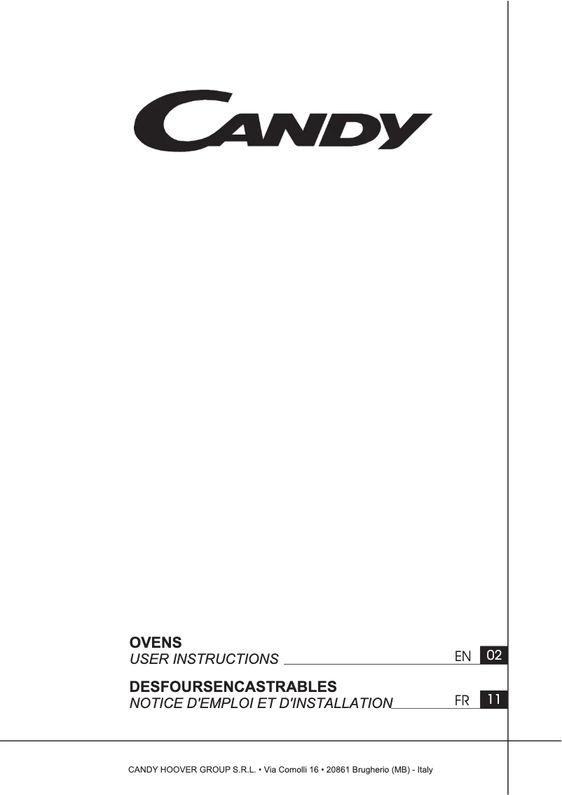 Page 1 of the manual User Manual Candy FCXP645XC