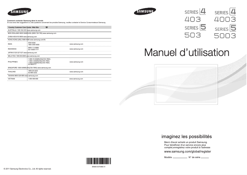 First page image of the manual for LA32D403E2