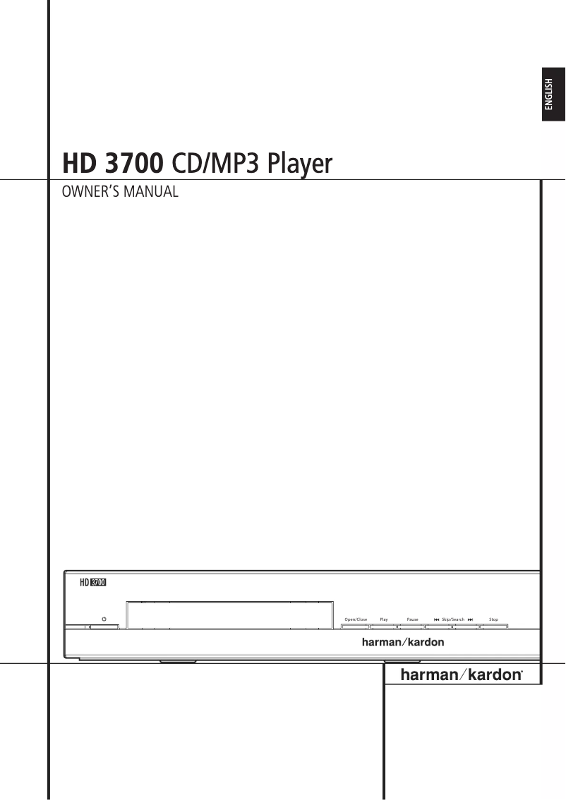 Page 1 of the manual Instruction Manual Harman Kardon HD 3700
