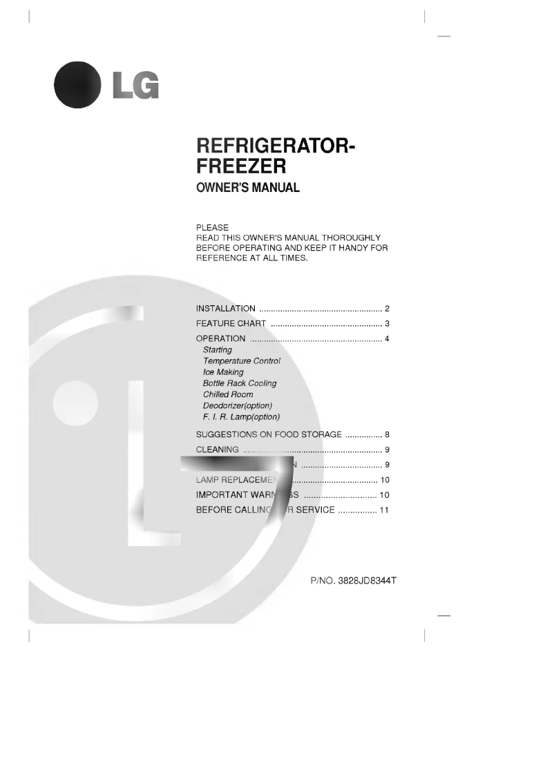 First page image of the manual for GR-T382G