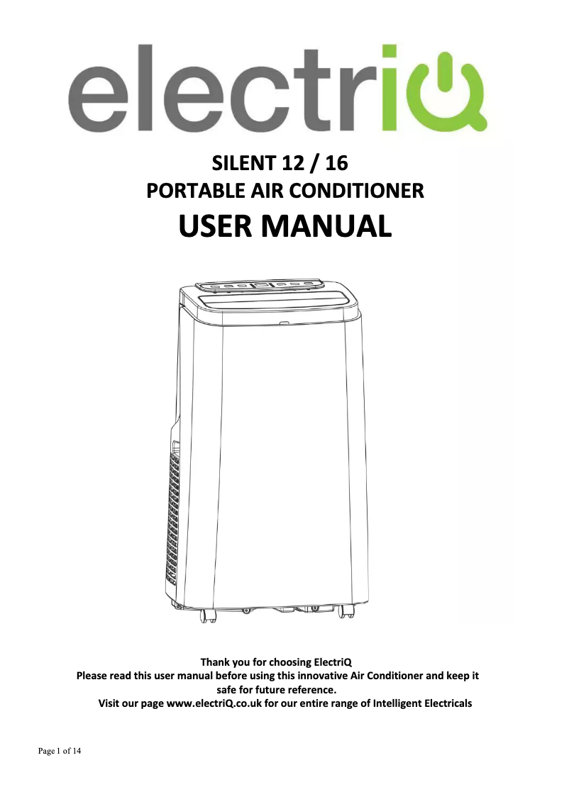 First page image of the manual for SILENT16