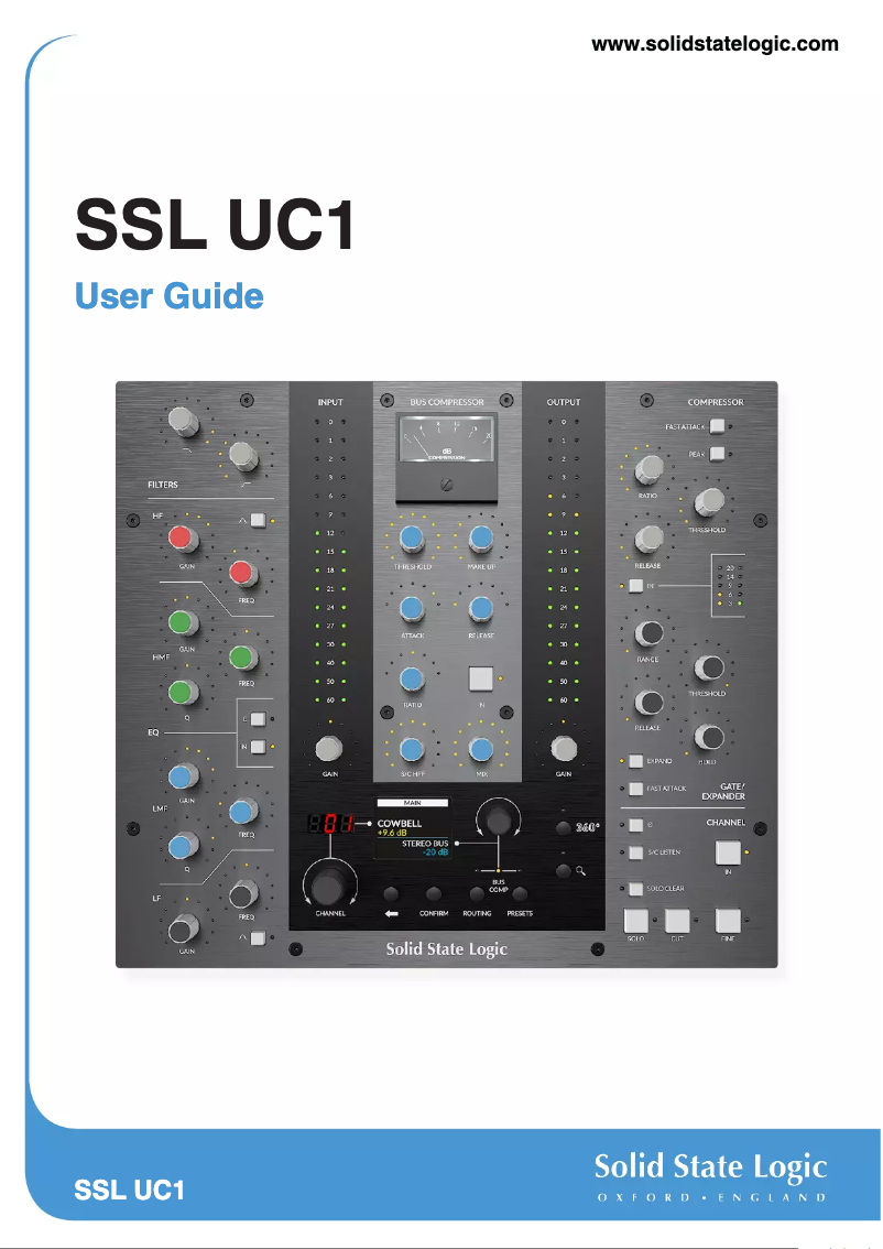 Page 1 of the manual User Manual Solid State Logic UC1