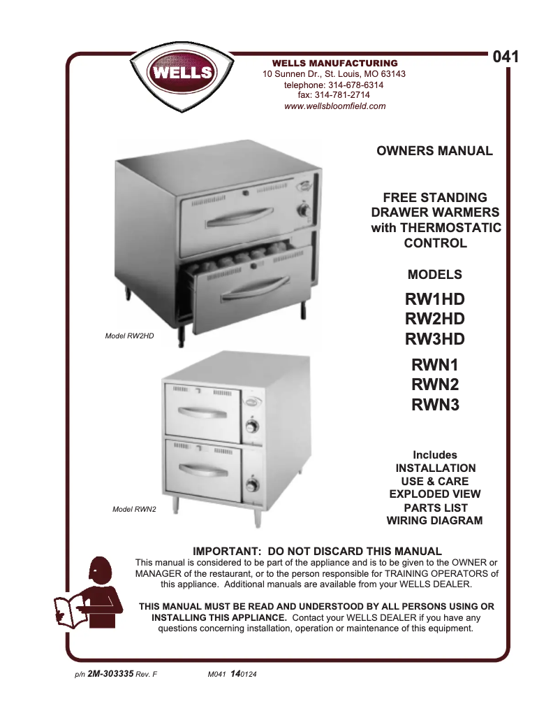 Page 1 of the manual User Manual Wells RWN1