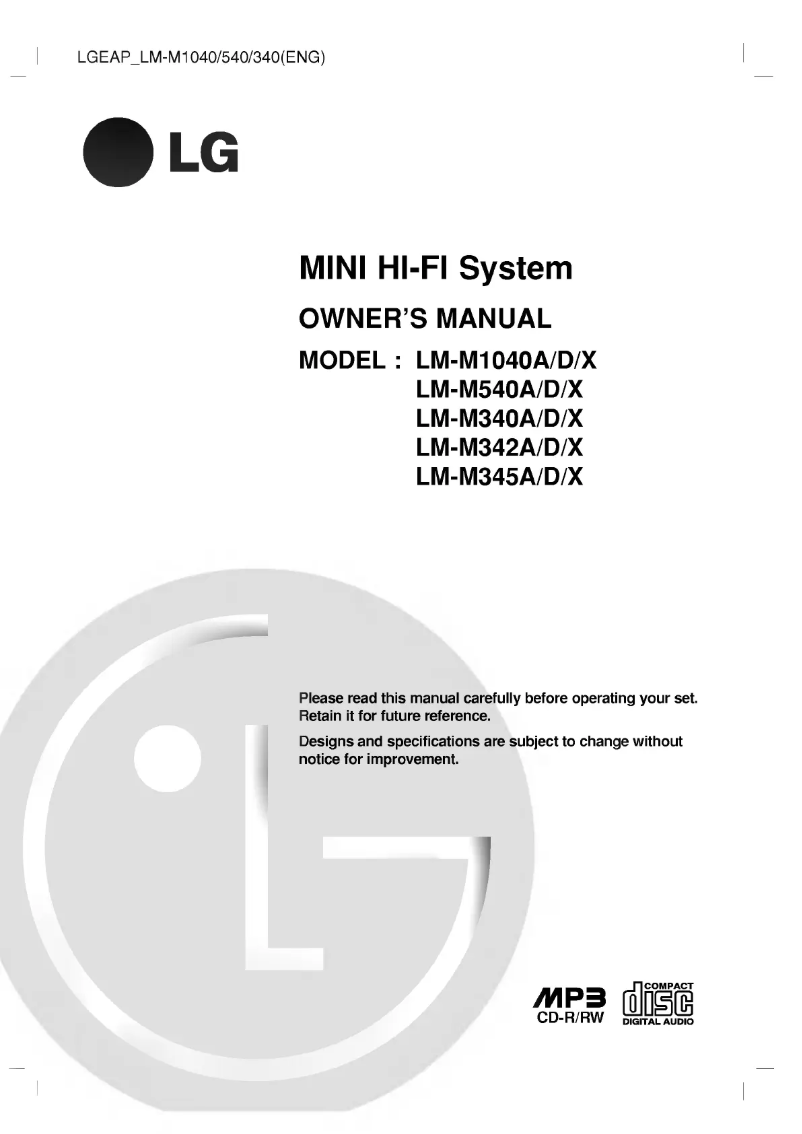 First page image of the manual for LM-M540A