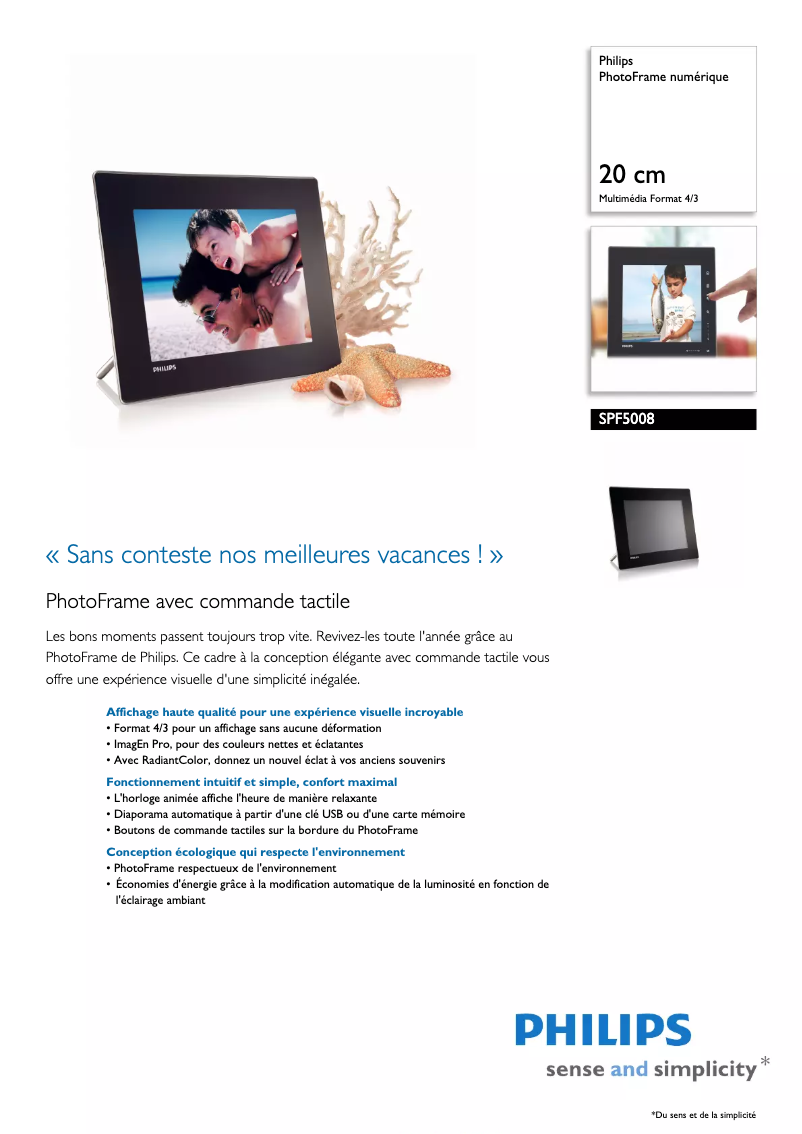 First page image of the manual for SPF5008