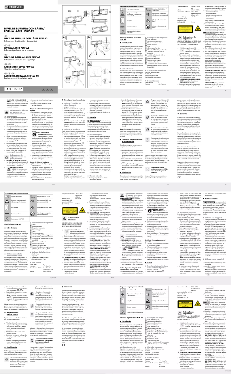 Page 1 of the manual User Manual Parkside PLW A2