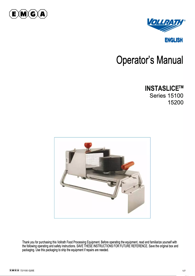 Page 1 of the manual User Manual Emga 721100