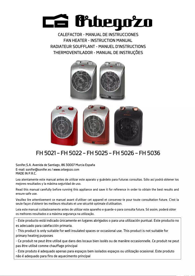 First page image of the manual for FH 5036