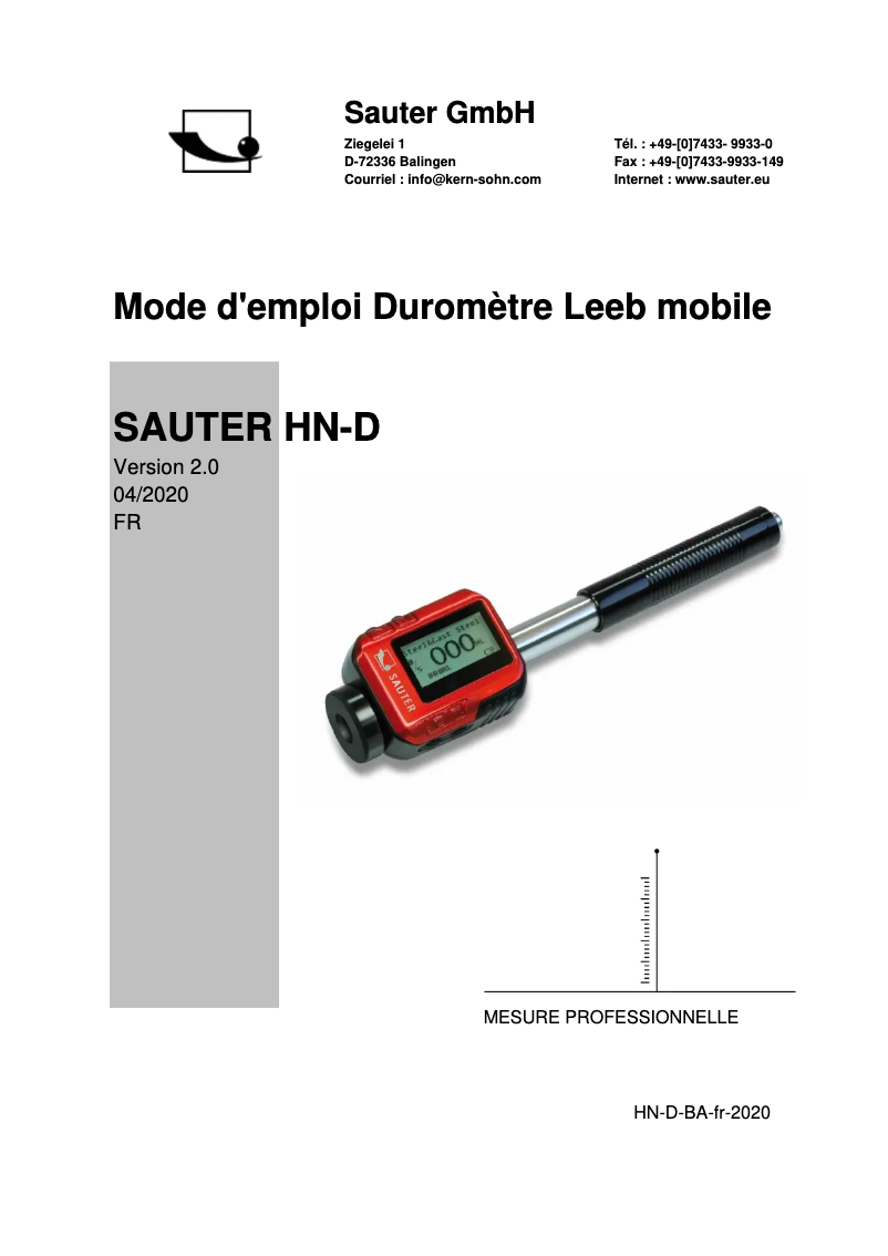 First page image of the manual for HN-D