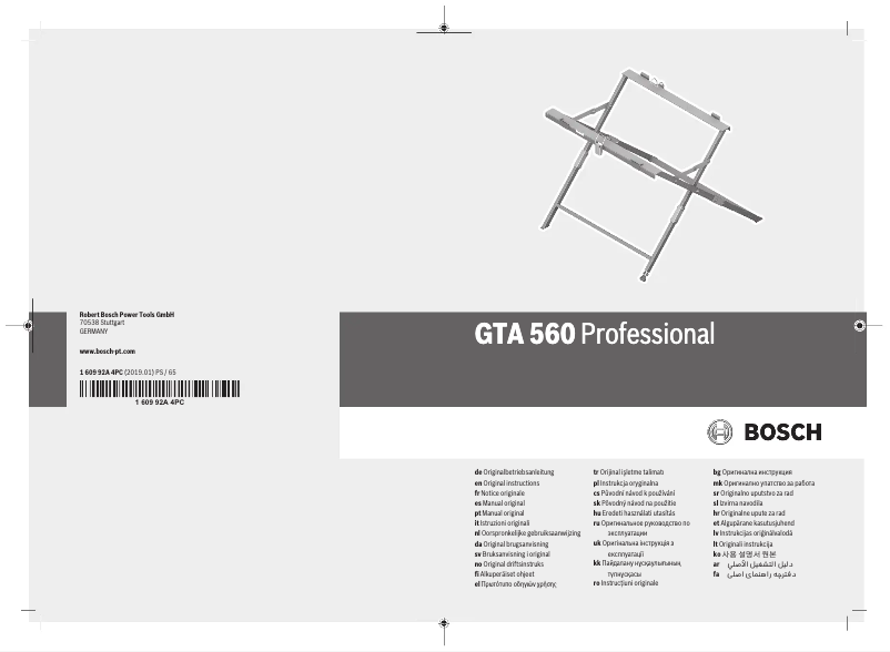 Page 1 of the manual User Manual Bosch GTA 560 Professional