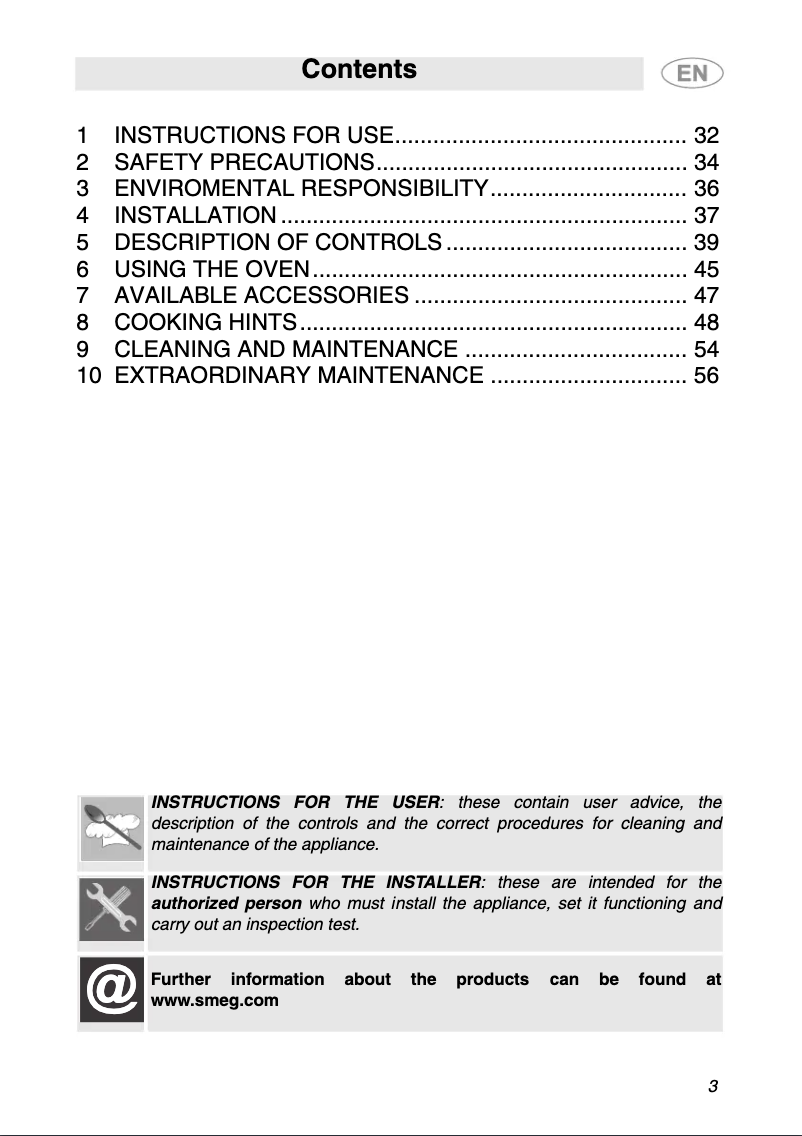 Page 1 of the manual User Manual Smeg SA20XMFR8