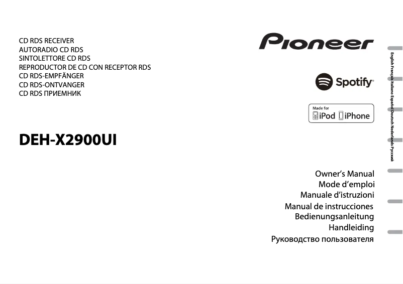 Page 1 of the manual User Manual Pioneer DEH-X2900UI