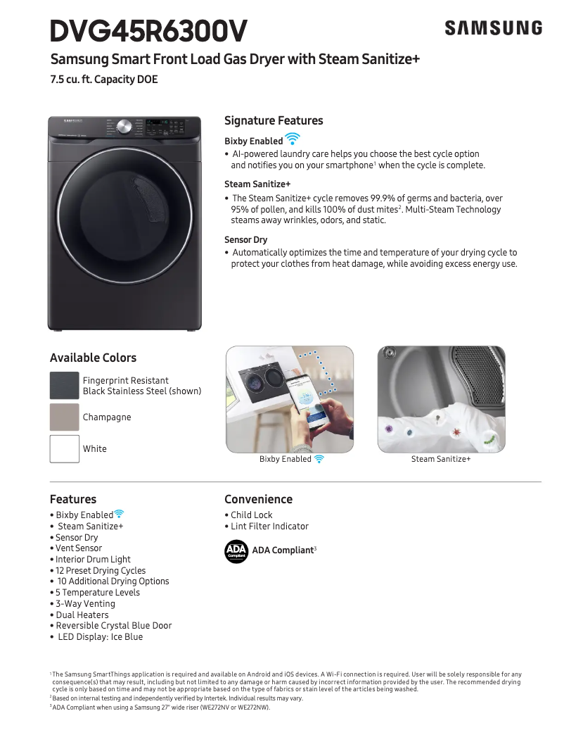 First page image of the manual for DVG52M7750W