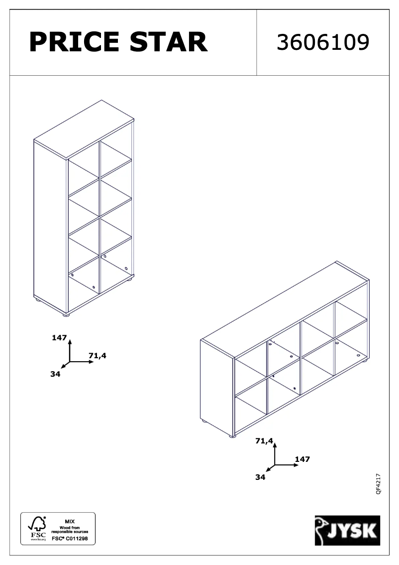 Page 1 of the manual User Manual JYSK Price Star (72x147x34)