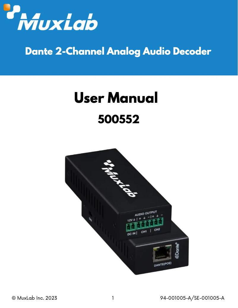 Image de la première page du manuel de l'appareil 500552