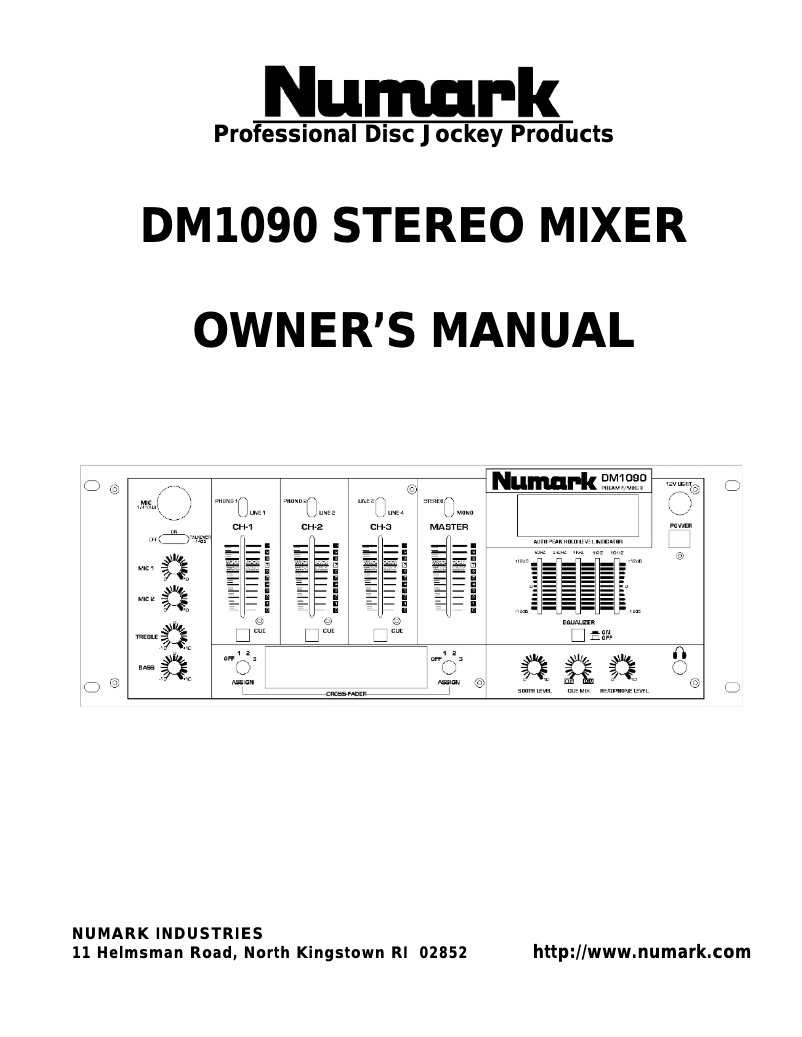 Page 1 of the manual User Manual Numark DM1090