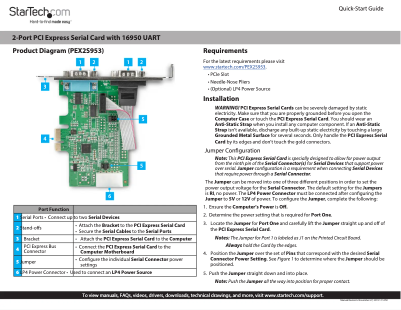 Page 1 of the manual User Manual StarTech.com PEX2S953