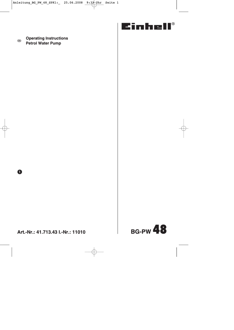 Page 1 of the manual User Manual Einhell BG-PW 48