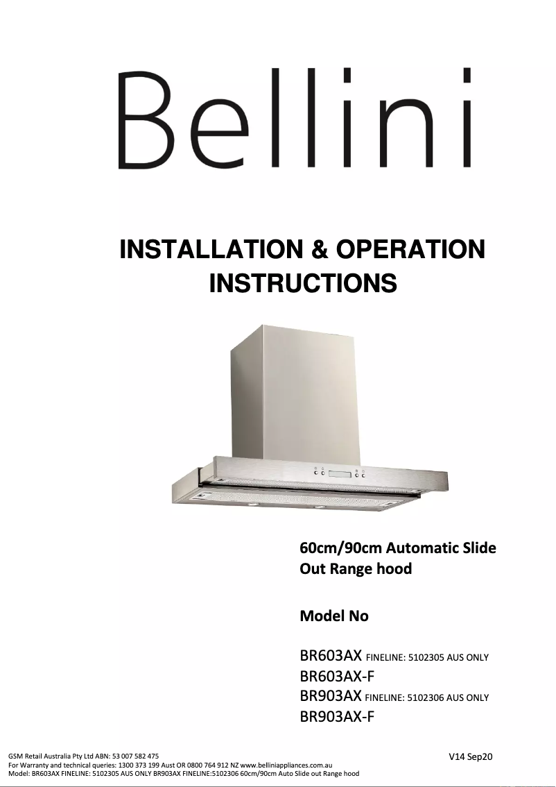 First page image of the manual for BR903GCX-1