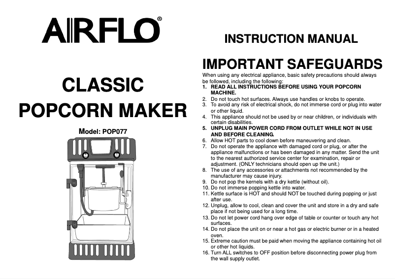 Image de la première page du manuel de l'appareil POP077