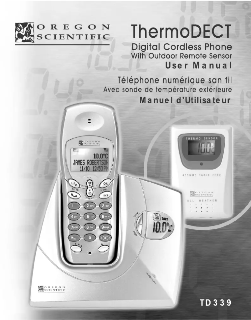 First page image of the manual for TD339